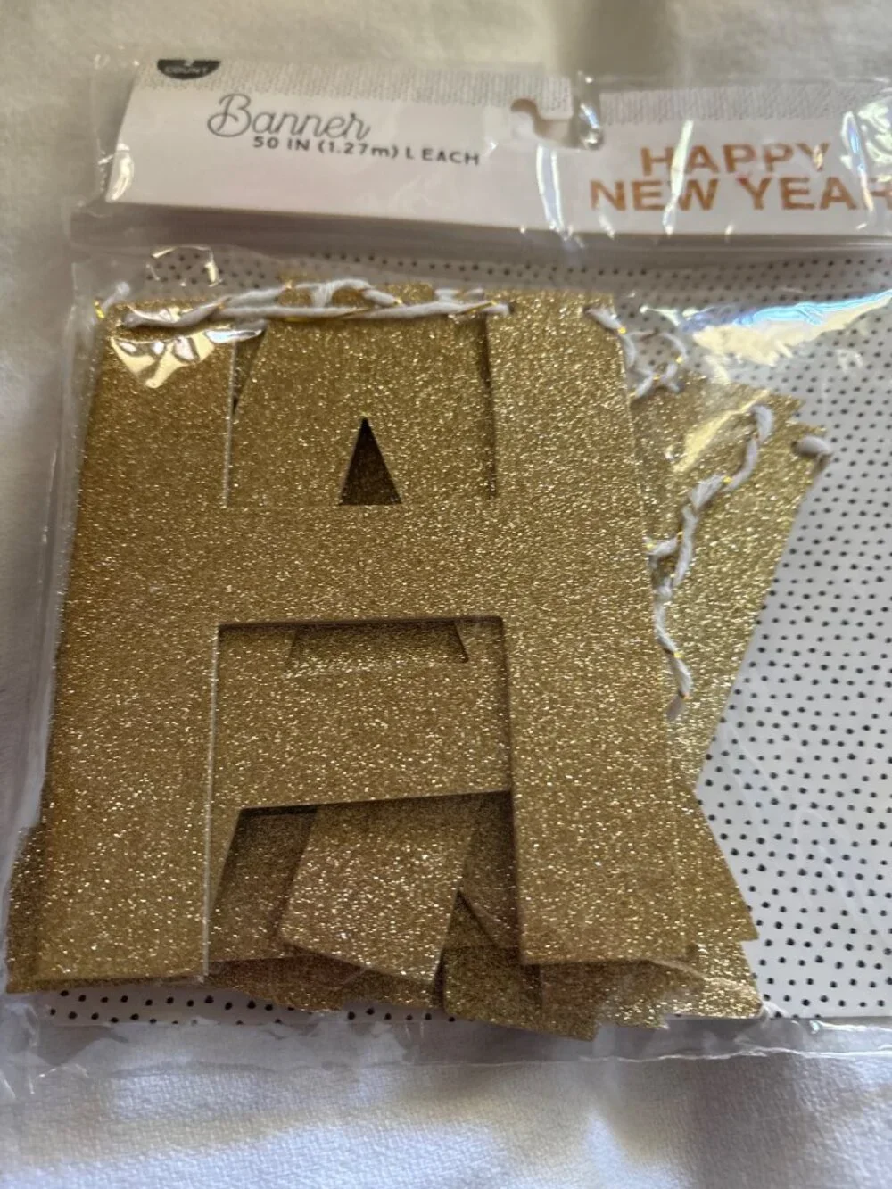 Happy New Year Glitter Banner 50-Inch Gold Letters Party Decoration